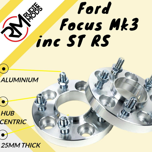 Ford Focus Mk3 inc ST RS 5x108 25mm Hubcentric wheel spacers 1 pair - UK MADE
