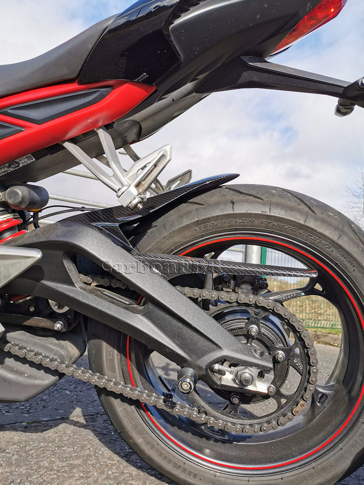 Carbon Fibre Triumph Street Triple 2017 - onwards Extended hugger carbonFBR