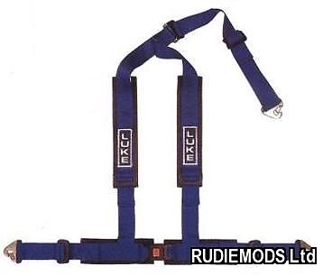 Luke GM3 Blue 3 Point Car Sports Harness - snap hook and eyelet fitting