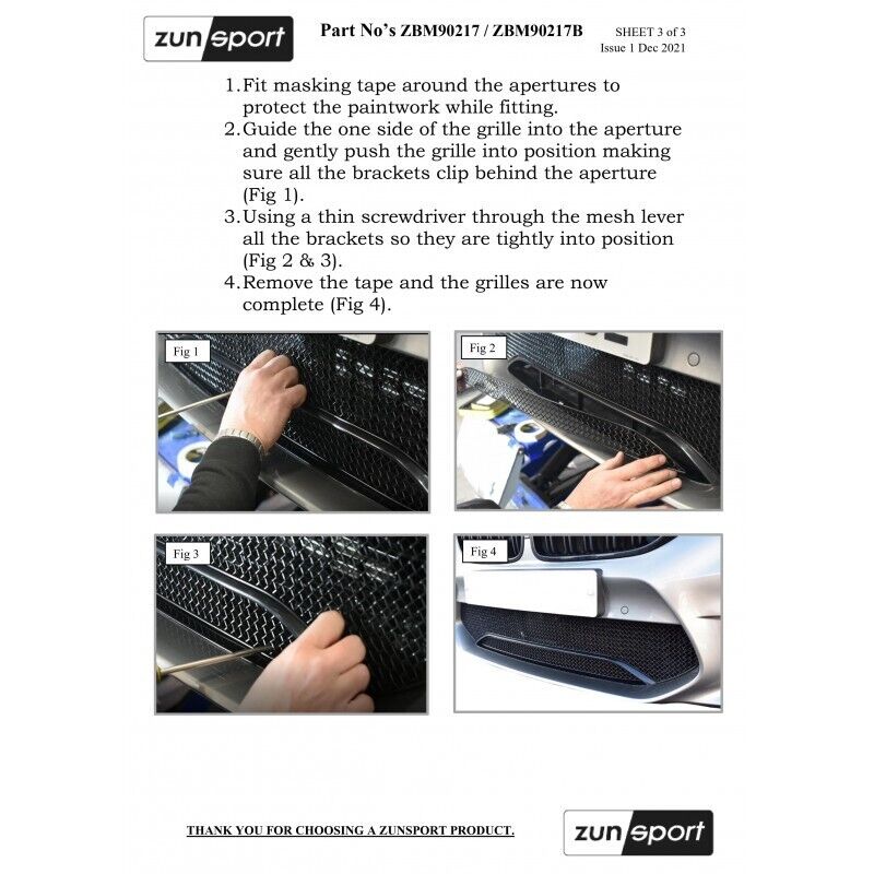 BLACK ZUNSPORT BLACK FRONT GRILLE SET FOR BMW M5 COMPETITION F90 ZBM90417B