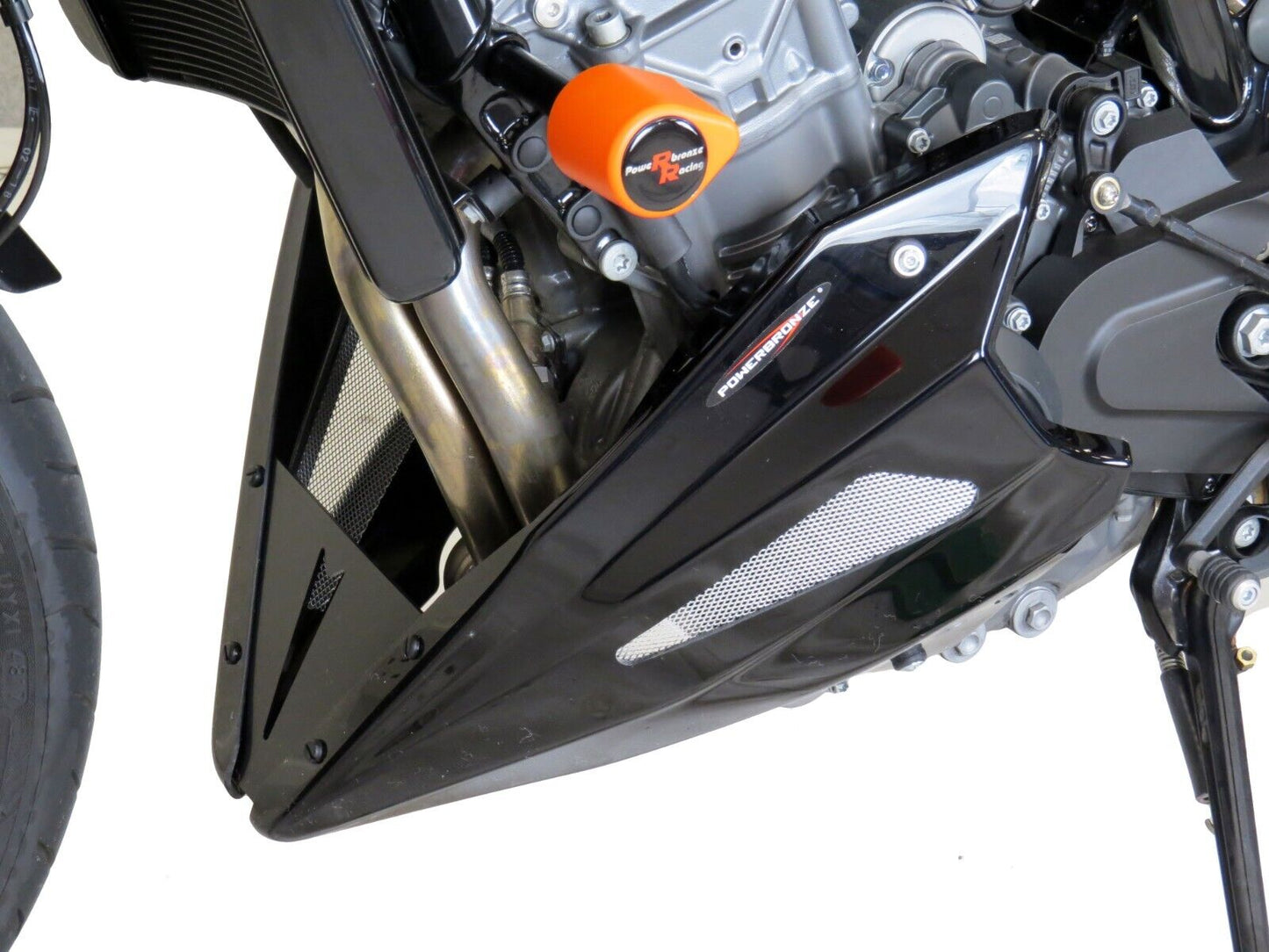 Belly Pan Lower KTM 790 DUKE 18-20, 890 DUKE R 2020-on GLOSS BLACK - SILVER MESH