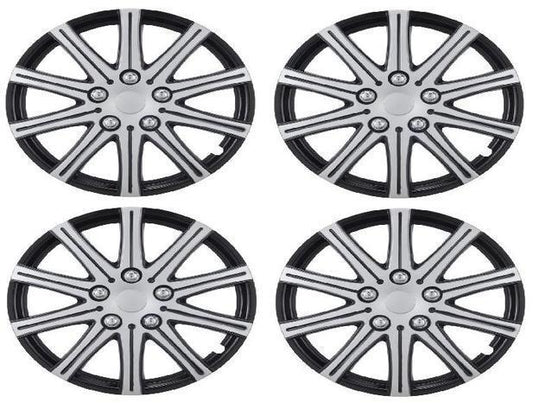 14" GLOSS BLACK  & SILVER CAR WHEEL TRIMS COVERS