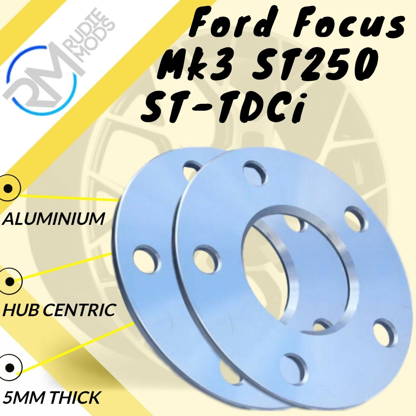 Ford Focus Mk3 ST250 ST-TDCi 5mm alloy hubcentric wheel spacers 5x108 PCD
