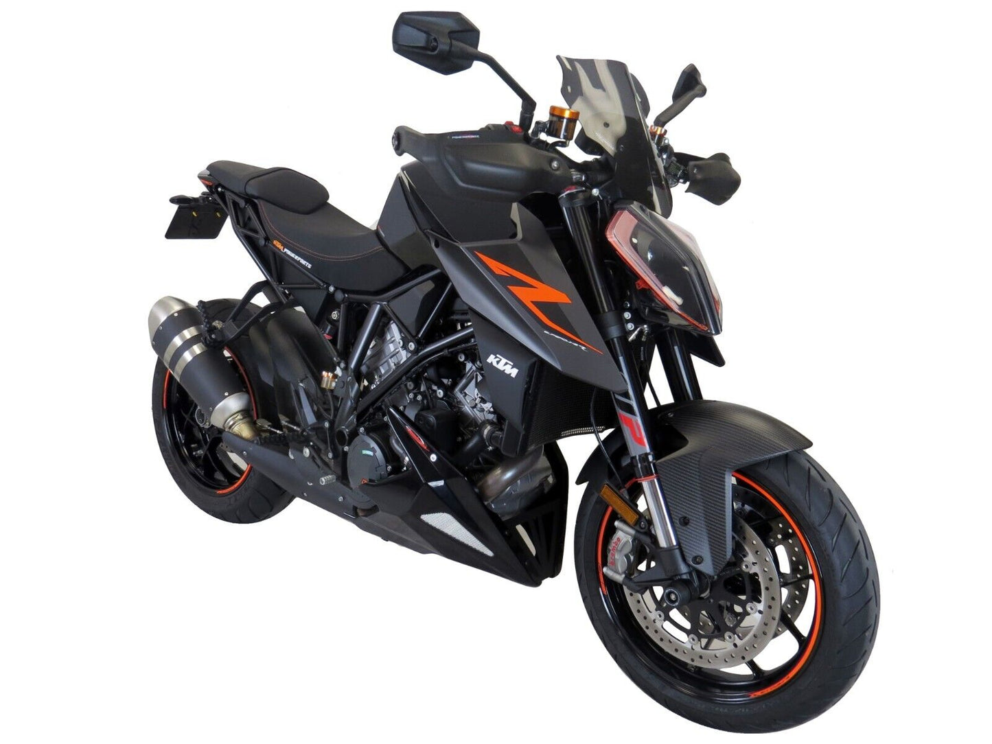 Belly Pan Lower KTM 1290 SUPER DUKE R 14-19, GT 16-23 GLOSS BLACK - SILVER MESH