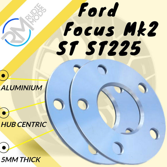 Ford Focus Mk2 ST ST225 5mm alloy hubcentric wheel spacers 5x108 PCD