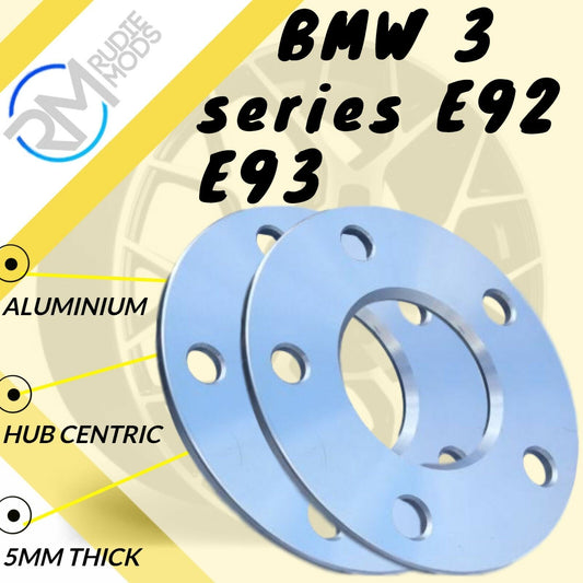 5mm Alloy Hubcentric Wheel Spacers 5x120 72.6 1 pair to fit BMW 3 series E92 E93