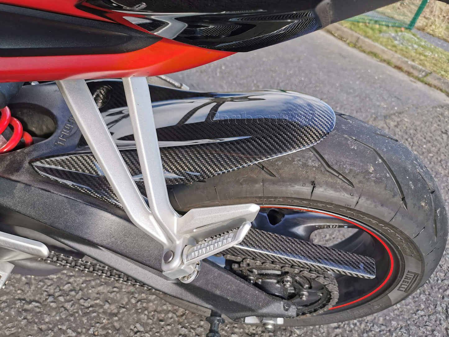 Carbon Fibre Triumph Street Triple 2017 - onwards Extended hugger carbonFBR