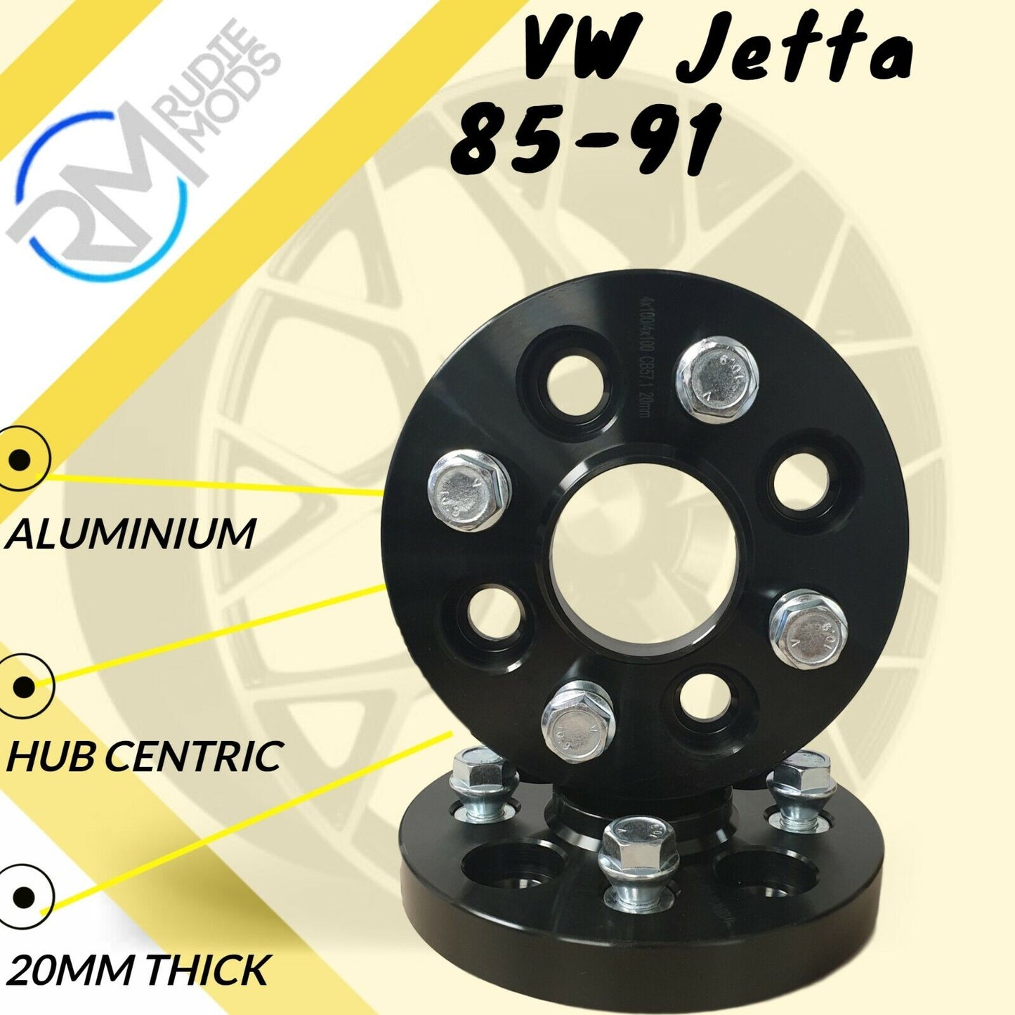 BLACK VW Jetta 85-91 4x100 20mm Hubcentric Wheel spacers 1 pair inc bolts