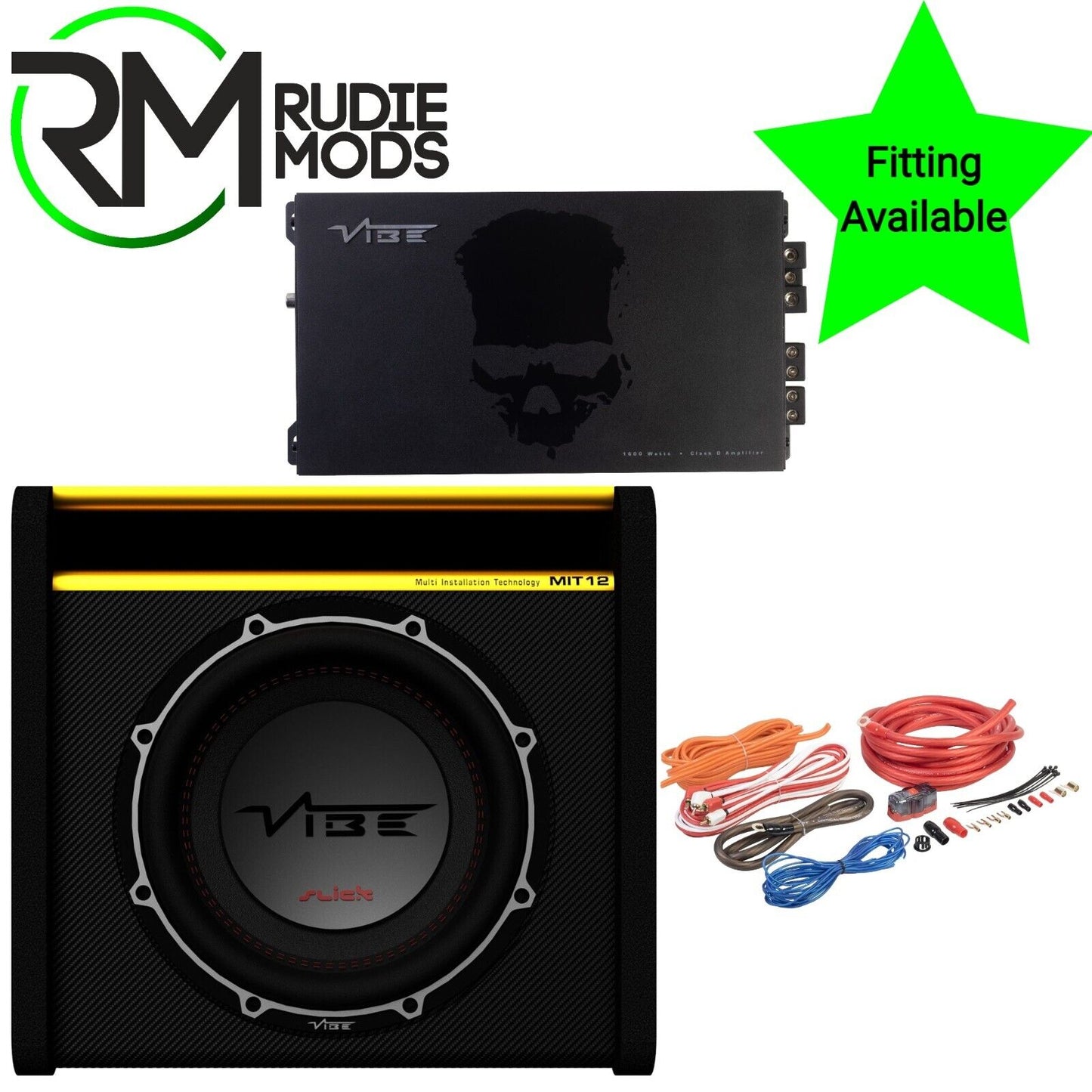 VIBE SLICK MIT 12" Bass Enclosure Car Sub with Amp & wiring kit SLICKMIT12-V3