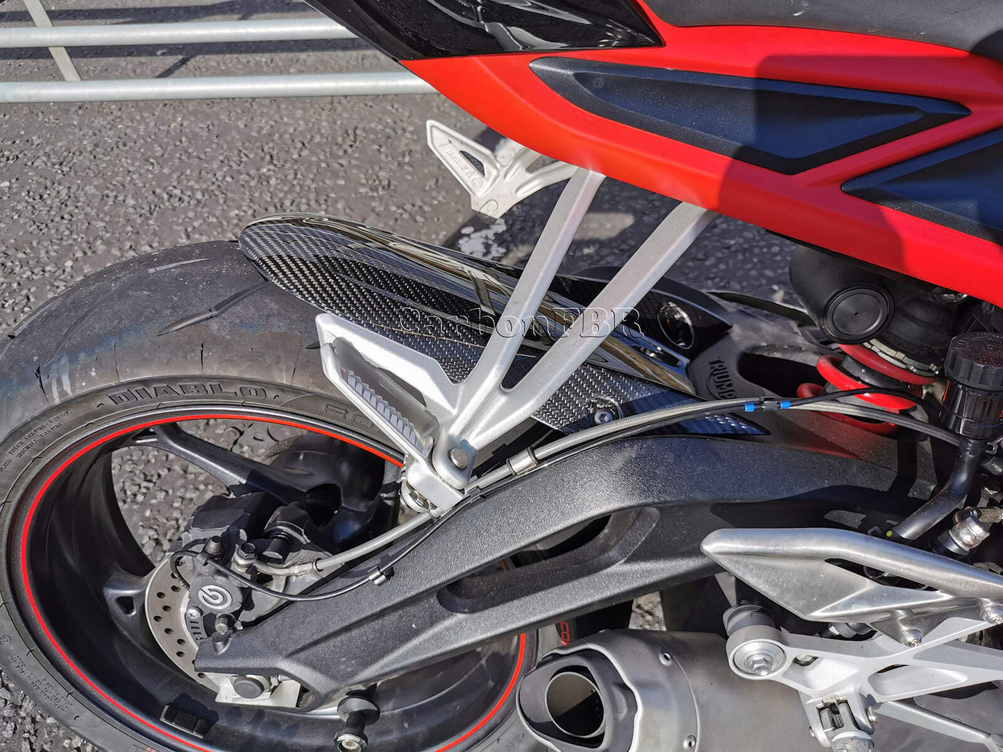 Carbon Fibre Triumph Street Triple 2017 - onwards Extended hugger carbonFBR