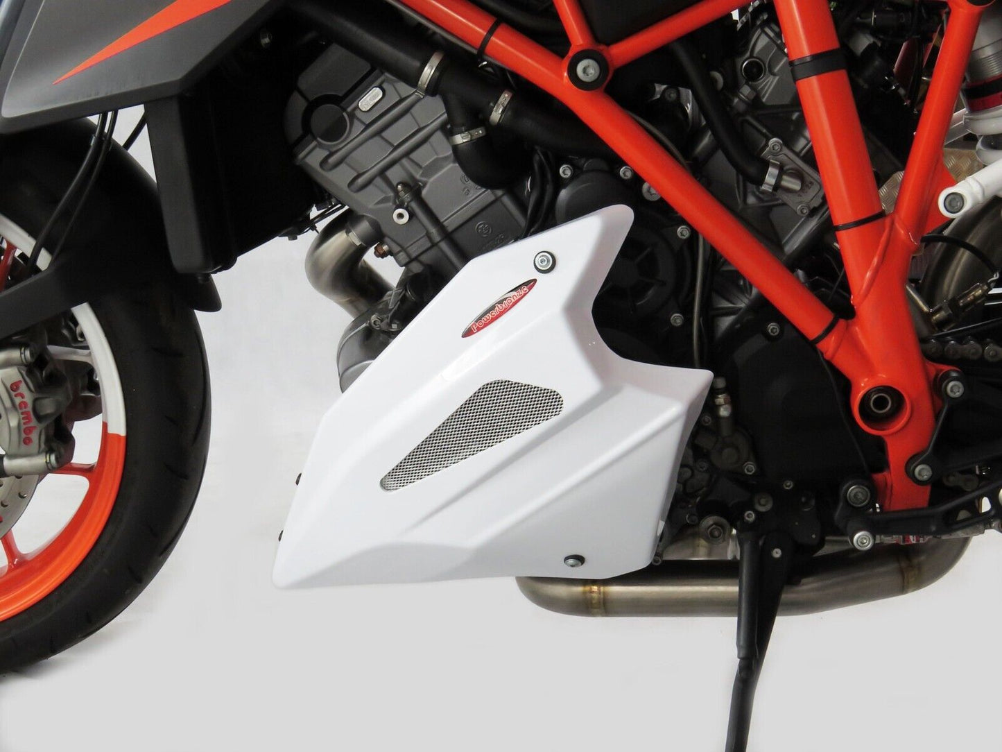 Belly Pan Lower KTM 1290 SUPER DUKE R 14-19, GT 16-23 WHITE - SILVER MESH