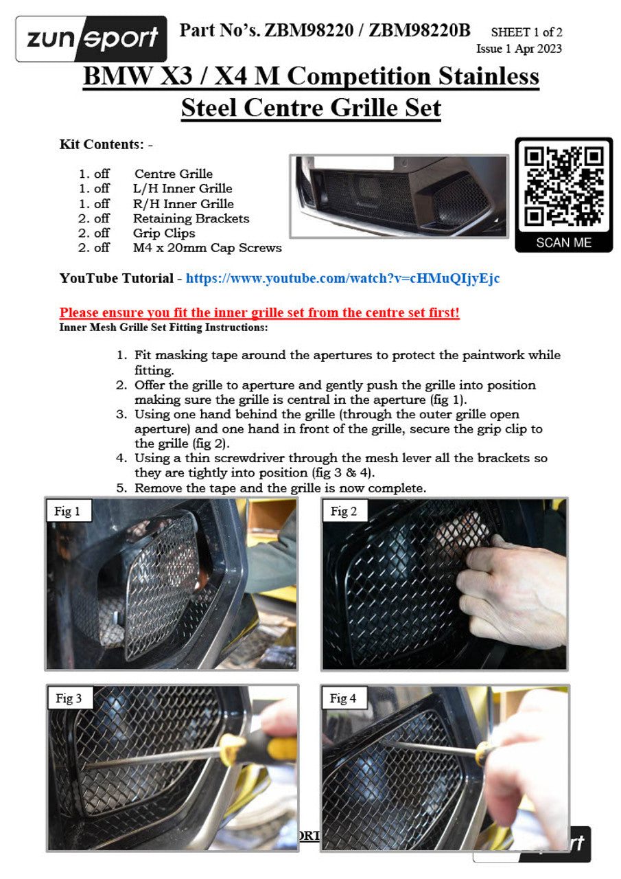 Zunsport Front Grille Set for BMW X3 / X4 M Competition ZBM98320P