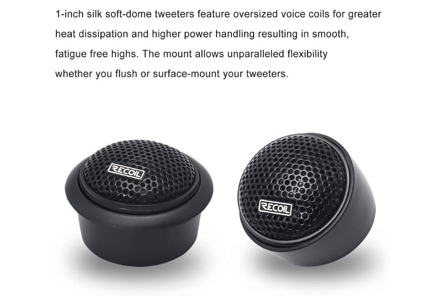 tweeter and triple-level tweeter crossover set Recoil Echo-Series RET1 1 inch silk dome (PAIR)