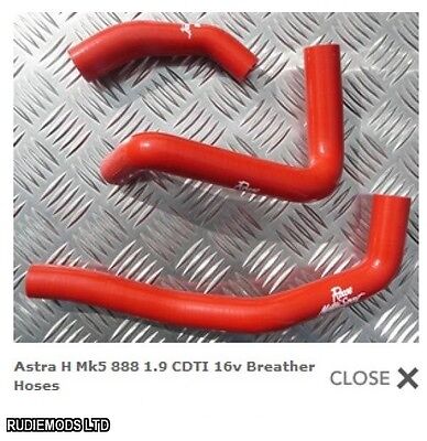 Vauxhall Astra H Mk5 888 1.9CDTi Breather Silicone Hose Kit Roose Motorsport