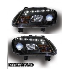 Volkswagen Caddy 2003-2010 Black R8 LED projector Headlights 1 PAIR VW80L26S