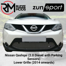 Zunsport Lower Stainless Grille to Fit Nissan Qashqai 2014+ with Parking Sensors