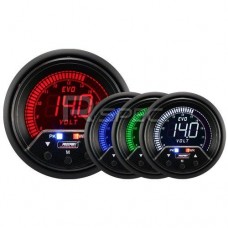 Prosport Evo 60mm LCD DC Voltage Gauge 4 colour with peak and warning