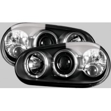 VW Golf MK4 black angel eye headlights with foglights