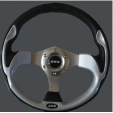 MOUNTNEY Black Leather and Silver 320mm Sport Steering wheel